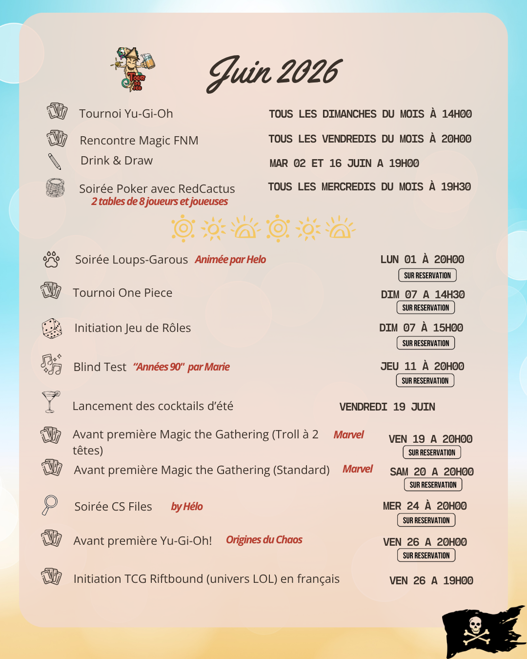 Planning des animations de Juin
