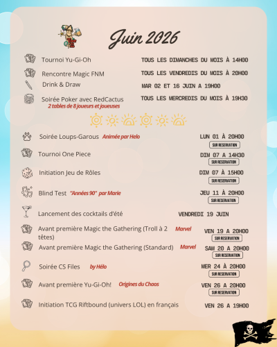 Planning des animations de Juin